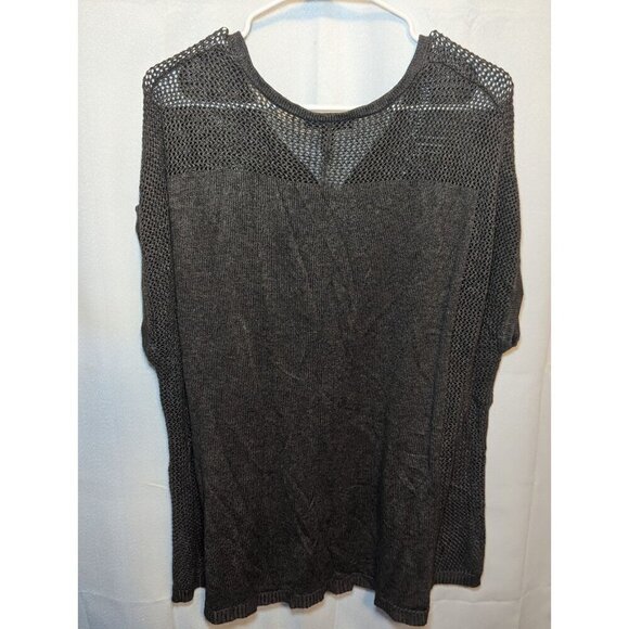 Lane Bryant Gray Sleeveless Sweater Open Knit Crochet Trim Size 14-16 - Picture 7 of 14